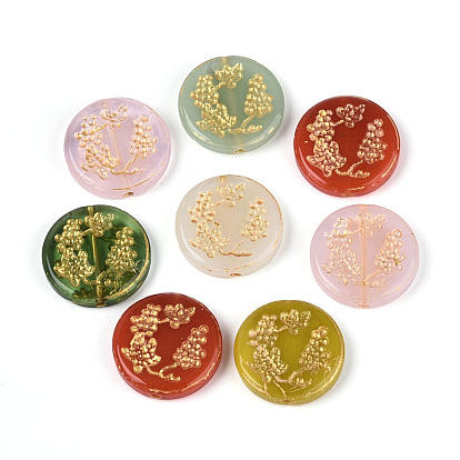Краска для выпечки и стеклянные бусины, инкрустированные золотым металлом, плоские круглые с цветком