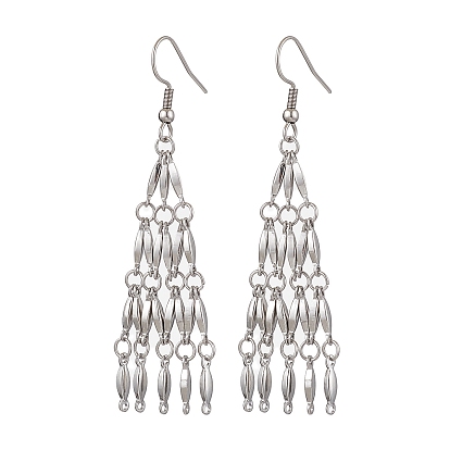 304 Stainless Steel Link Bar Dangle Earrings, Tassel Earrings
