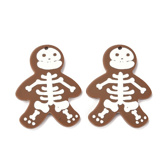 Christmas Theme 3D Printed Resin Pendants, DIY Earring Accessories, Skull, White