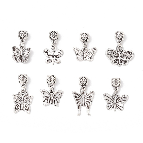 8 шт. 8 стили сплав бабочка европейские подвески, Подвески с большими отверстиями, разнообразные