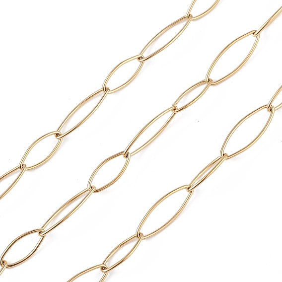 304 Stainless Steel Horse Eye Link Chains, Unwelded, with Spool