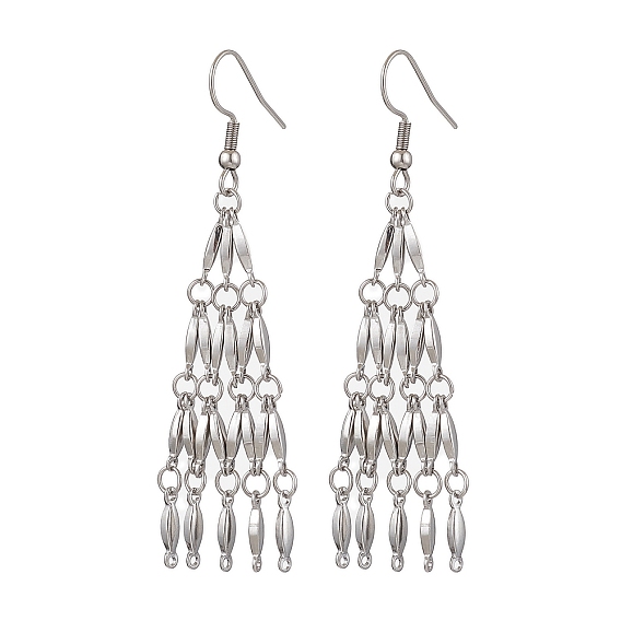 304 Stainless Steel Link Bar Dangle Earrings, Tassel Earrings
