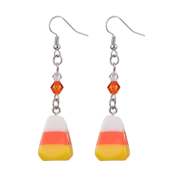 Серьги с подвесками из смолы и стекла Candy Corn, женские латунные серьги на Хэллоуин