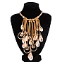 Bohemian Style Bib Necklaces, with Shell, Velveteen, Zinc Alloy Findings and Acrylic Beads, with Jewelry Cardboard Boxes
