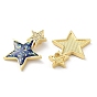 Brass Micro Pave Clear Cubic Zirconia Pendants, with Synthetic Opal, Real 18K Gold Plated, Star