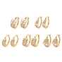 Brass Micro Pave Clear Cubic Zirconia Hoop Earrings, Leaf