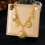 304 Stainless Steel & Resin & Imitation Pearl Multi-Pendant Bib Necklaces for Women, Golden