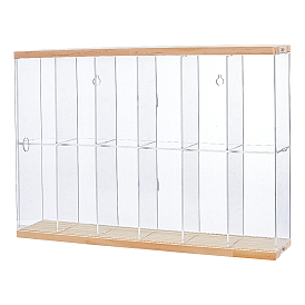 Прозрачный акриловый органайзер для минифигурок с деревянным корпусом, вмещает до 12шт. фигурок, для кукол, хранение строительных блоков