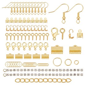 Jewelry Findings Sets, with Alloy Lobster Claw Clasps, Brass Earring Hooks, Iron Bead Tips, Open Jump Rings and Folding Crimp Ends