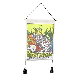 Polyester Decorative Wall Tapestrys, for Home Decoration, with Wood Bar, Nulon Rope, Plastic Hook, Rectangle with Tarot Pattern