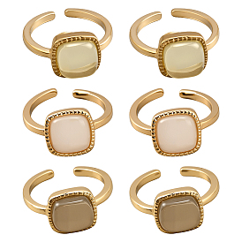 6 шт. 3 цветные регулируемые манжеты из сплава и смолы для женщин, квадратный