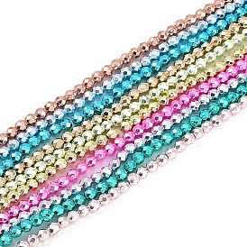 Baking Paint Electroplated Synthetic Non-magnetic Hematite Beads Strands, Faceted, Round