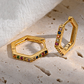 Boucles d'oreilles minimalistes en laiton avec placage en or 14k - formes uniques de diamants et de pentagone pour femmes