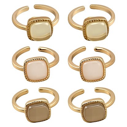 6 шт. 3 цветные регулируемые манжеты из сплава и смолы для женщин, квадратный