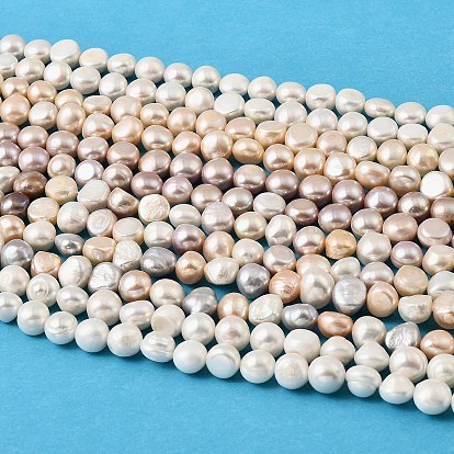 Нити из натурального культивированного пресноводного жемчуга, двух сторон полированной