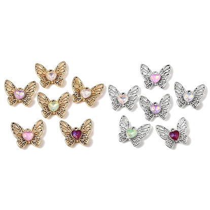 Стеклянные подвески из сплава с ультрафиолетовым покрытием, бабочка с сердечком, граненые, разноцветные