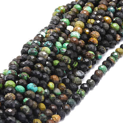 Natural Chrysocolla Beads Strands, Faceted, Rondelle