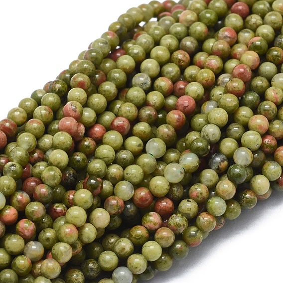 Natural Unakite Beads Strands, Round
