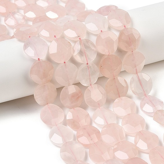 Природного розового кварца нитей бисера, граненые, плоско-круглые