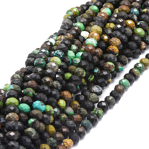 Natural Chrysocolla Beads Strands, Faceted, Rondelle