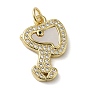Brass Micro Pave Cubic Zirconia Pendants, Cadmium Free & Lead Free, with Shell, Heart