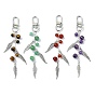 Nature Gemstone Pendant Decorations, with Tibetan Style Alloy Feather Findings