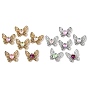 UV Plating Alloy Glass Pendants, Butterfly with Heart Charm, Faceted, Mixed Color
