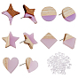 10 Pair 5 Style Resin & Wood Stud Earrings Set, with 304 Stainless Steel Pin, Mix Shaped