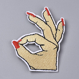 Computerized Embroidery Cloth Iron on/Sew on Patches, Costume Accessories, Gesture OK