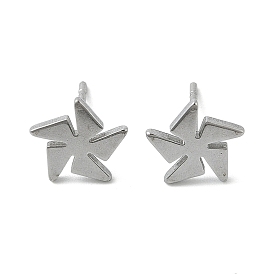 Unisex 304 Stainless Steel Stud Earrings, Windmill