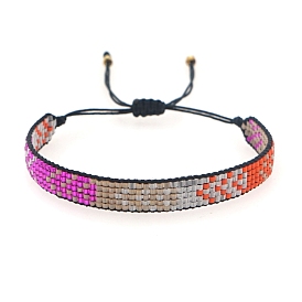 Friendship Arrows Loom Pattern MIYUKI Seed Beads Bracelets for Women, Adjustable Nylon Cord Braided Bead Bracelets