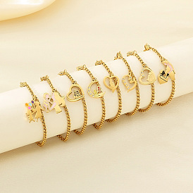 День матери 304 браслеты с подвесками из нержавеющей стали, браслеты-цепочки роло для женщин