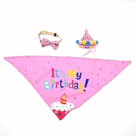 Pet Birthday Paper Props Set Decorations, Adjustable Necktie & Cap & Scarf, with Cotton Findings
