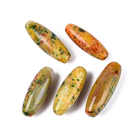 Окрашенные и нагретые шарики из натурального агата, длинный овал