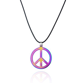 Stainless Steel Anti-War Peace Necklace for Men and Women - Punk Titanium Pendant