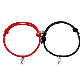 Love Lock Key Bracelet Set with Magnetic Hematite Stones - Best Friend Gift for Women