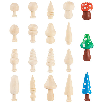 16 шт. 16 стили необработанных деревянных украшений, для художественного и ремесленного искусства, декорирование проектов, украшения для дома, гриб