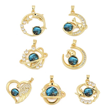 Латунный микропаве, прозрачный кубический цирконий со стеклянными подвесками, без кадмия и без свинца, реальный 18 k позолоченный