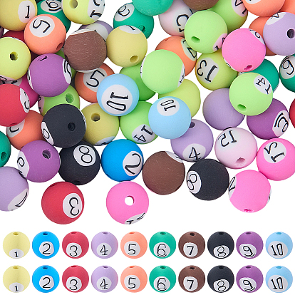 100 бусины из полимерной глины ручной работы., раунд с номером