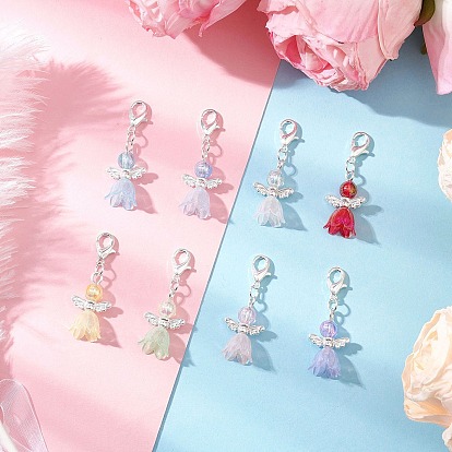 8шт. Цветочный ангел акриловые подвесные украшения, с цинковым сплавом застежками омаров коготь