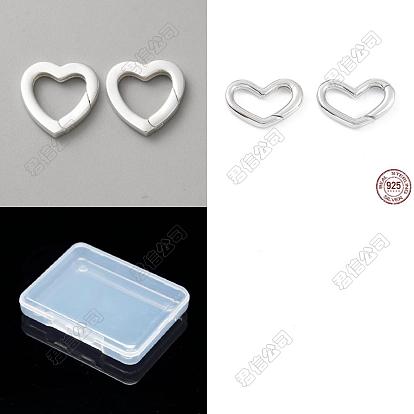 2Pcs 2 Styles 925 Sterling Silver Spring Gate Rings, Heart