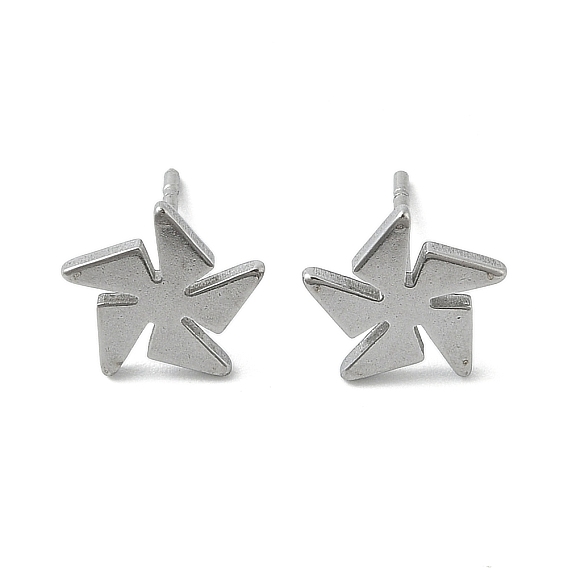Unisex 304 Stainless Steel Stud Earrings, Windmill