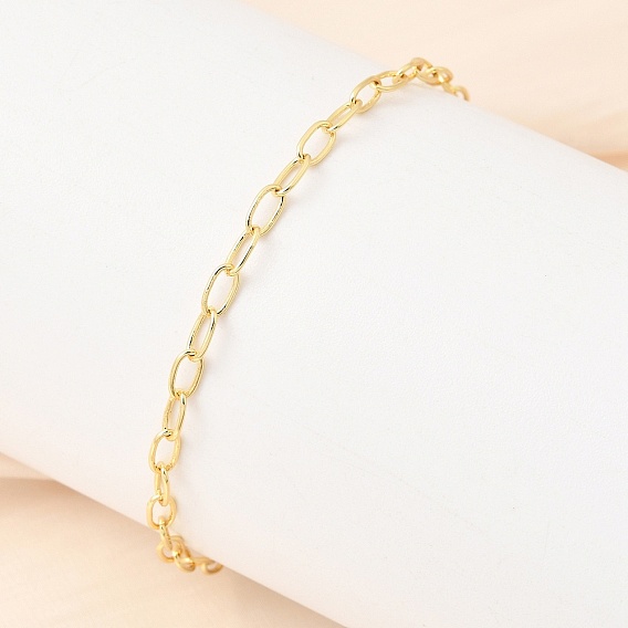 Браслеты-цепочки из латуни для женщин, долгоиграющий, гальваническое покрытие стеллажа, без свинца и без кадмия