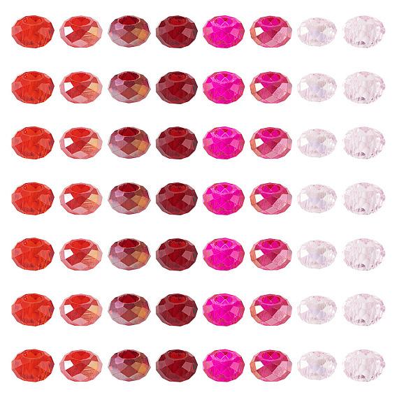 56шт 8 цвета стеклянные европейские бусины, бусины с большим отверстием, граненые, рондель