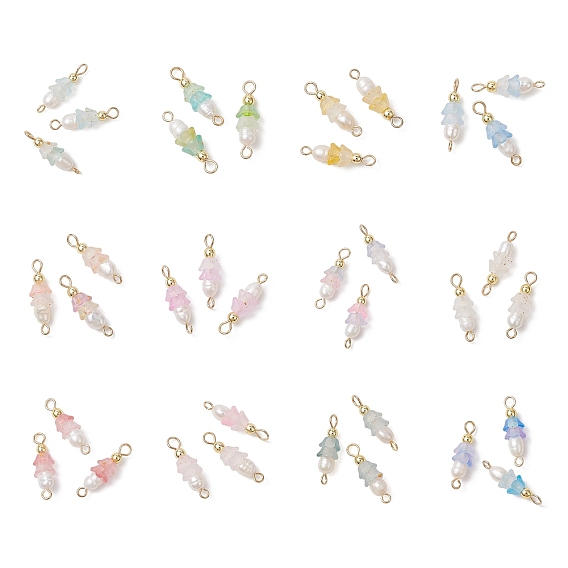 Подвески-шармы из искусственного пресноводного жемчуга и акрила с матовым цветком, с латунными двойными петлями, золотые