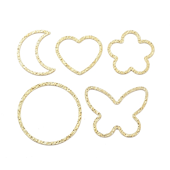 304 текстурированные соединительные кольца из нержавеющей стали, реальный 18 k позолоченный, луна/сердце/цветок/кольцо/бабочка
