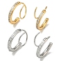 304 Stainless Steel Rhinestone Stud Earrings, Half Hoop Earrings