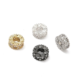 Латунные прозрачные бусины из кубического циркония, без кадмия и без свинца, стойки покрытие, долговечный, плоско-круглые