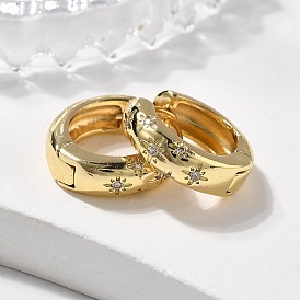 Серьги-кольца со звездами из прозрачного кубического циркония, латунные массивные серьги для женщин, без кадмия, без никеля и без свинца