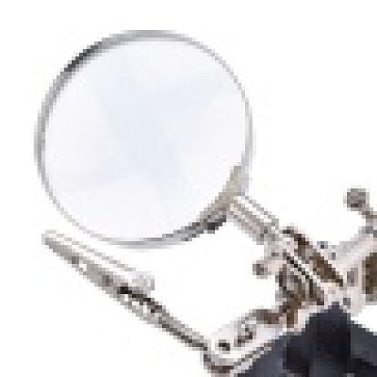 Helping Hands Magnifier Stand, with 2.5X Magnifying Glass, Alligator Clips and 360 Degree Rotating Adjustable Locking Arms, for Soldering, Crafting, Micro Objects
